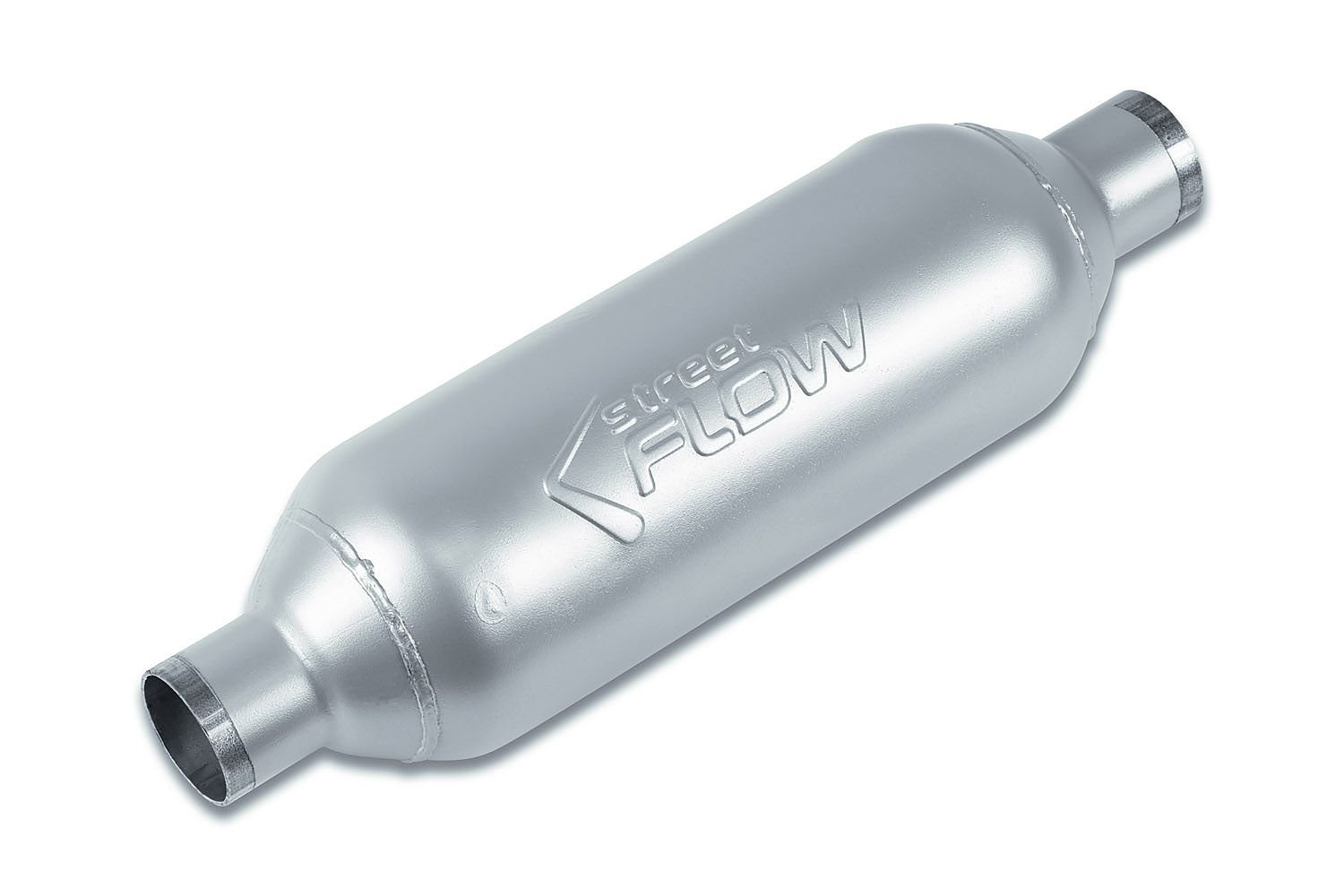 Street-Series Street Flow Muffler, Round, Inlet/Outlet: 2 in., Center In/Center Out [Satin Finish]