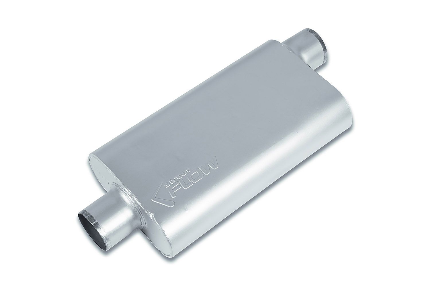 Street-Series Street Flow Muffler, 3-Chamber, Inlet/Outlet: 3 in., Center In/Offset Out [Satin Finish]