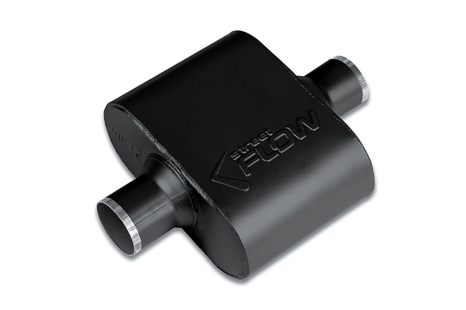 Street-Series Street Flow Muffler, 1-Chamber, Inlet/Outlet: 2.500 in./2.500 in., Center In/Center Out [Black Powder-Coat Finish]