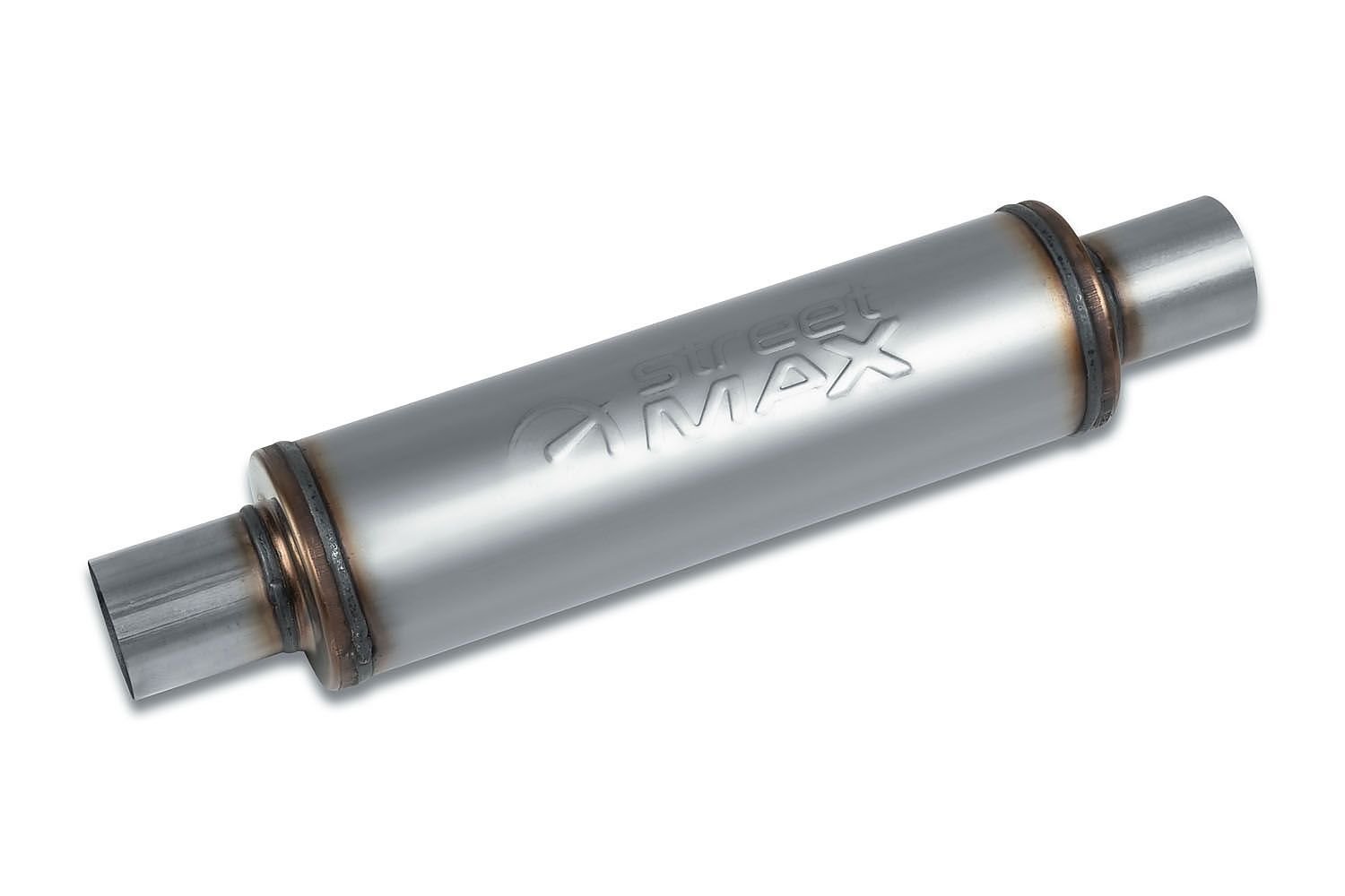 Street-Series Street Max Muffler, Straight-Through, Inlet/Outlet: 2.250 in., Center In/Center Out [Natural Finish]