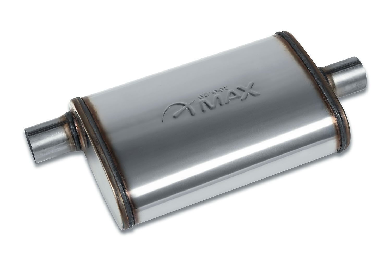 Street-Series Street Max Muffler, Straight-Through, Inlet/Outlet: 2 in., Offset In/Center Out [Natural Finish]