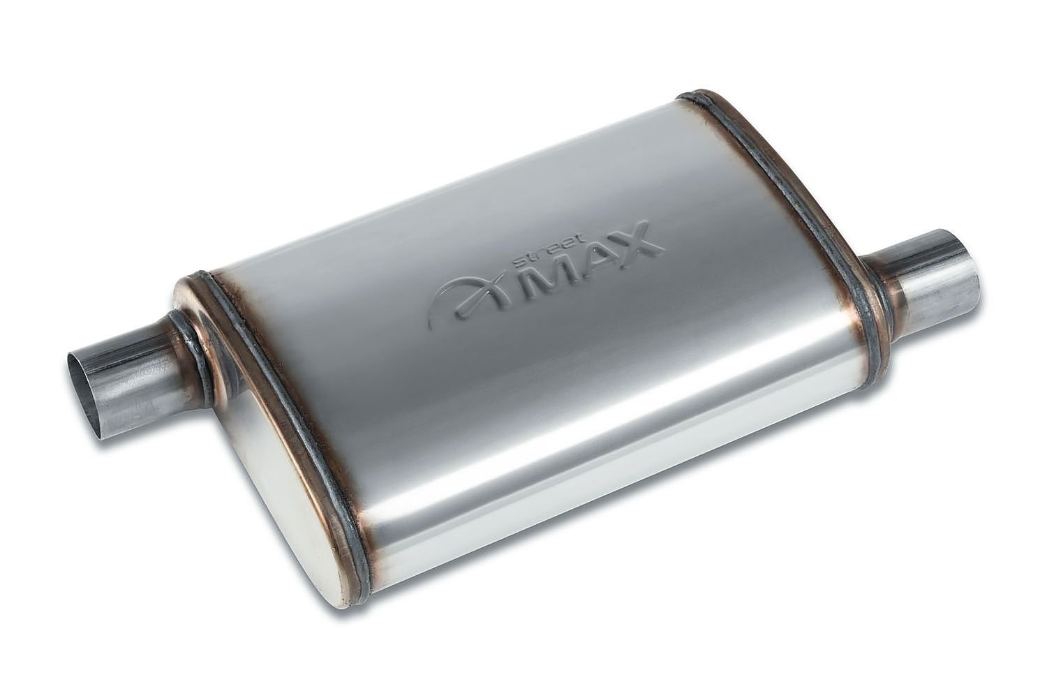 Street-Series Street Max Muffler, Straight-Through, Inlet/Outlet: 2 in., Offset In/Offset Out [Natural Finish]