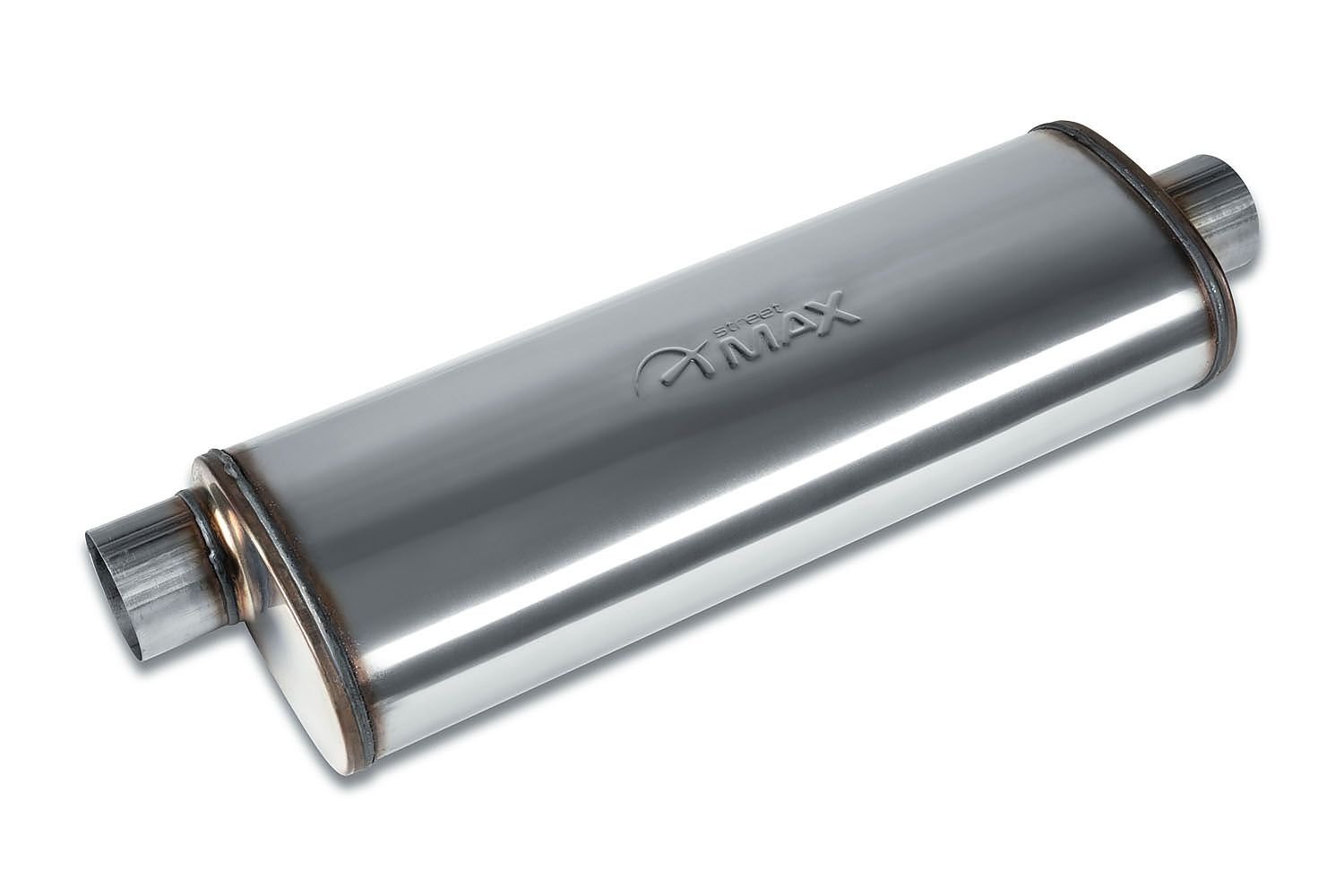 Street-Series Street Max Muffler, Straight-Through, Inlet/Outlet: 3 in., Offset In/Center Out [Natural Finish]