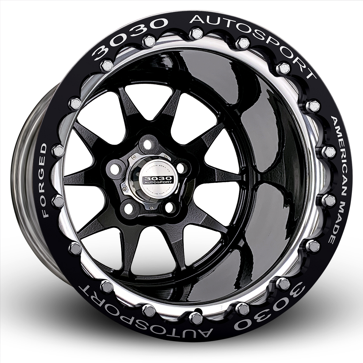 MACH-10 Single-Beadlock Wheel, Size: 15x9", Bolt Pattern: 5x4.5", Backspace: 3.500" [Black/Polished]