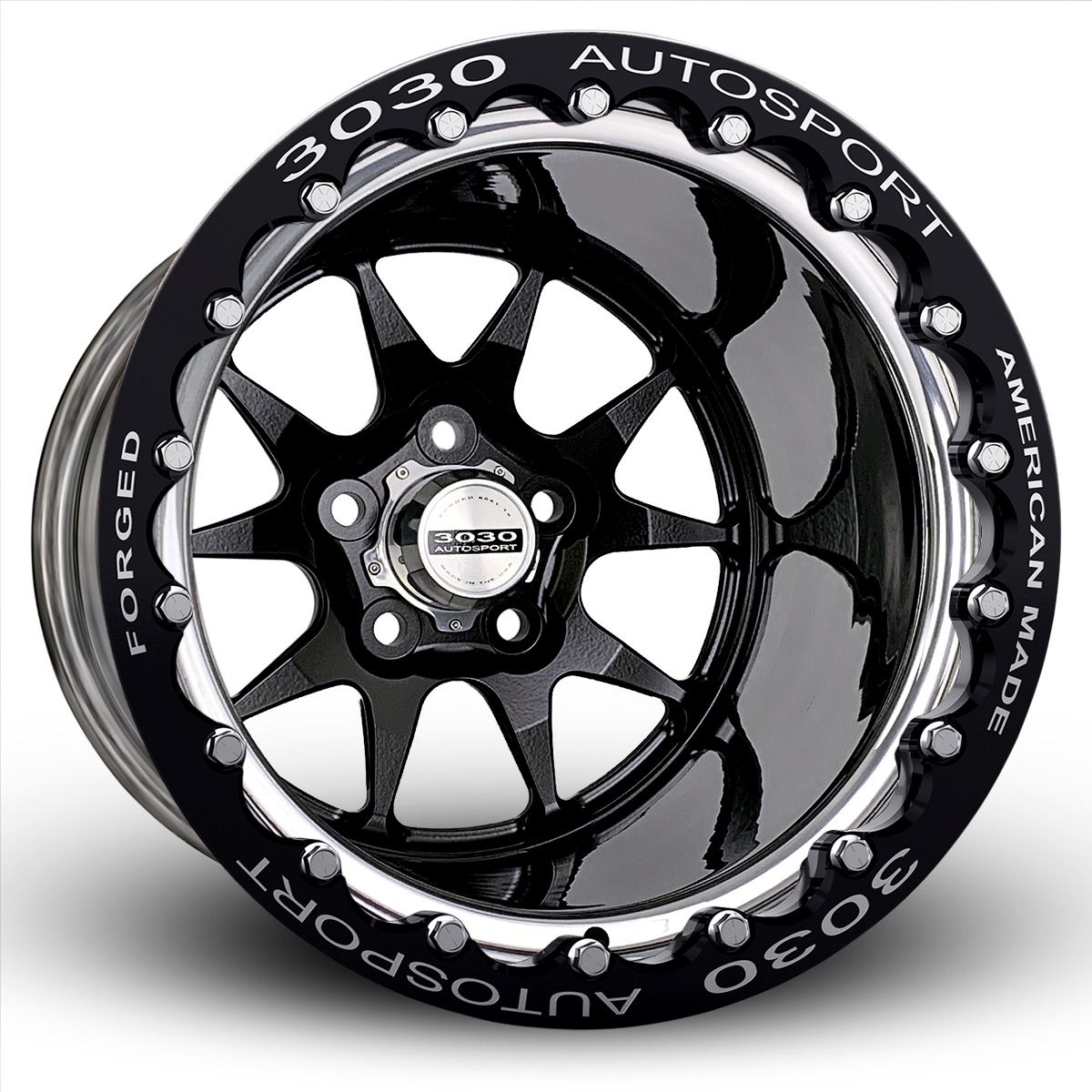 MACH-10 Single-Beadlock Wheel, Size: 15x12", Bolt Pattern: 5x5", Backspace: 7" [Black/Polished]
