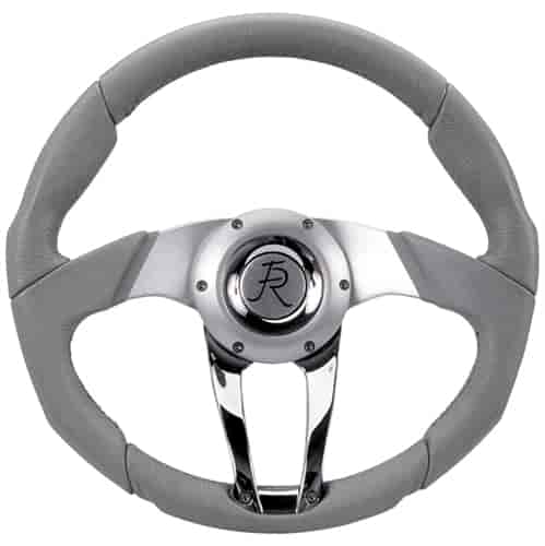 Cascade Steering Wheel Light Gray Leather Wrap