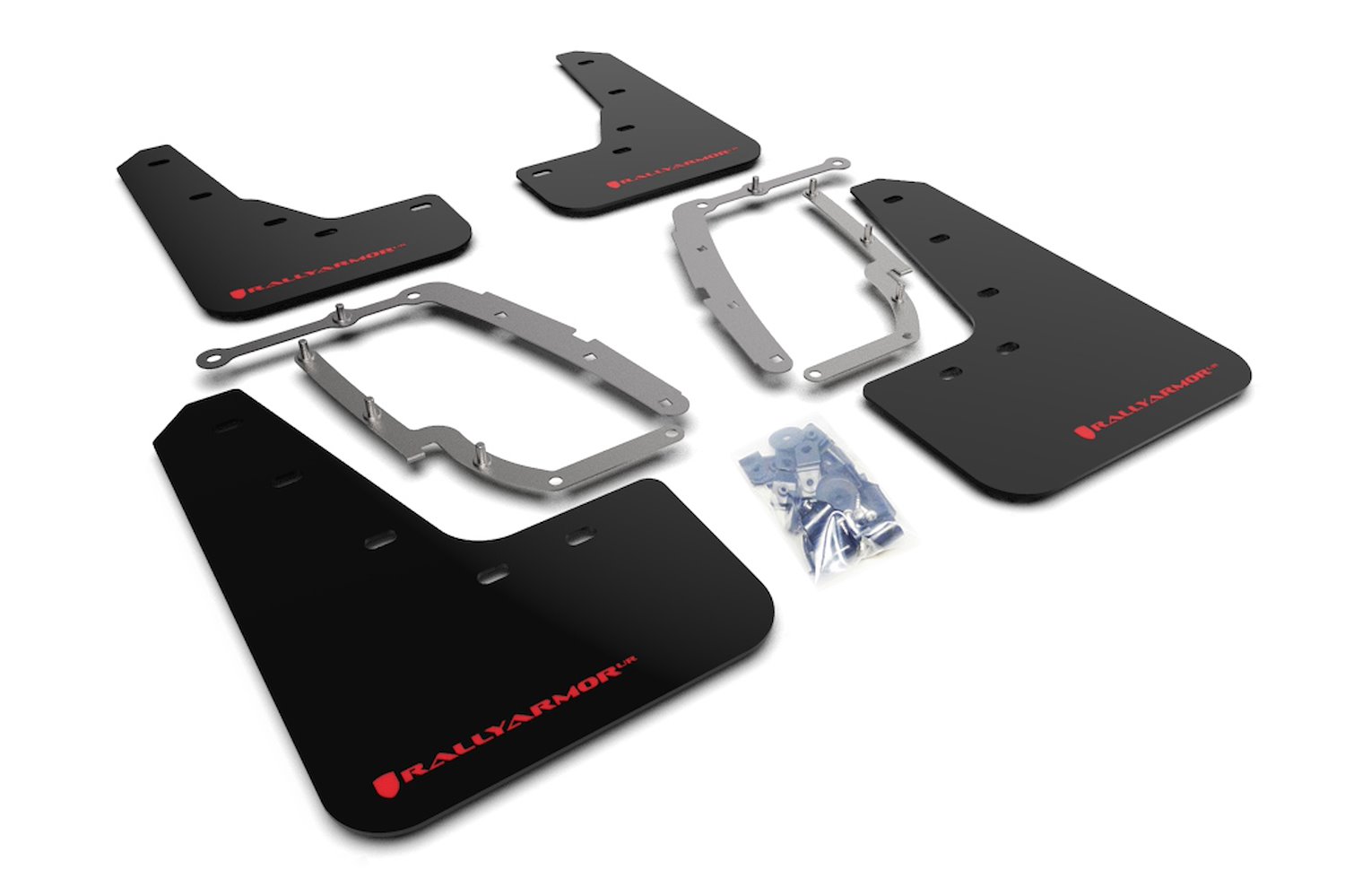 MF62URBLKRD Mud Flap Kit Fits Select Tesla 3 - Red Logo