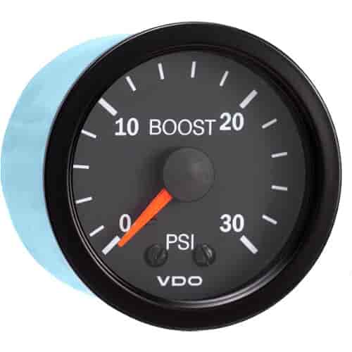 Vision Black 30 PSI Mechanical Boost Gauge with Tubing Kit and US Thread Adapters 12V