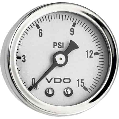 Direct Mount 15 PSI Mechanical Pressure Gauge 1 1/2 Diameter Silver Dial