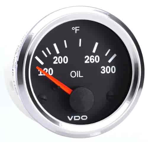 Vision Chrome 300 F Temperature Gauge with VDO Sender and Metric Thread Adapters 12V