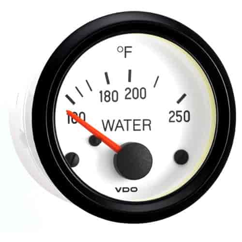 Cockpit White 250 F Water Temperature Gauge with VDO Sender and US Thread Adapters