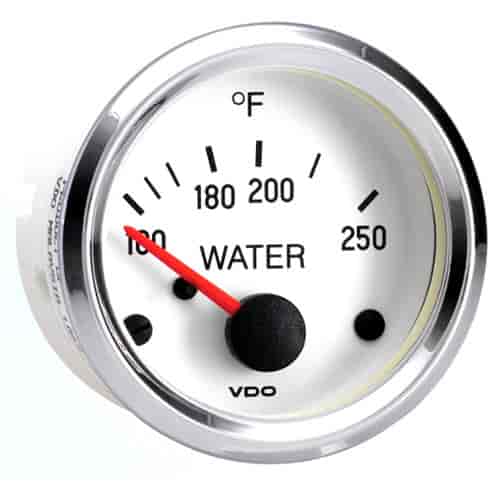Cockpit White / Chrome 250 F Water Temperature Gauge Use with VDO Sender