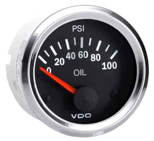 Vision Chrome 100 PSI Oil Pressure Gauge Use with VDO Sender 12V