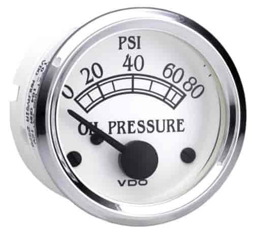 Cockpit Royale 80 PSI Oil Pressure Gauge with VDO Sender and Metric Thread Adapter