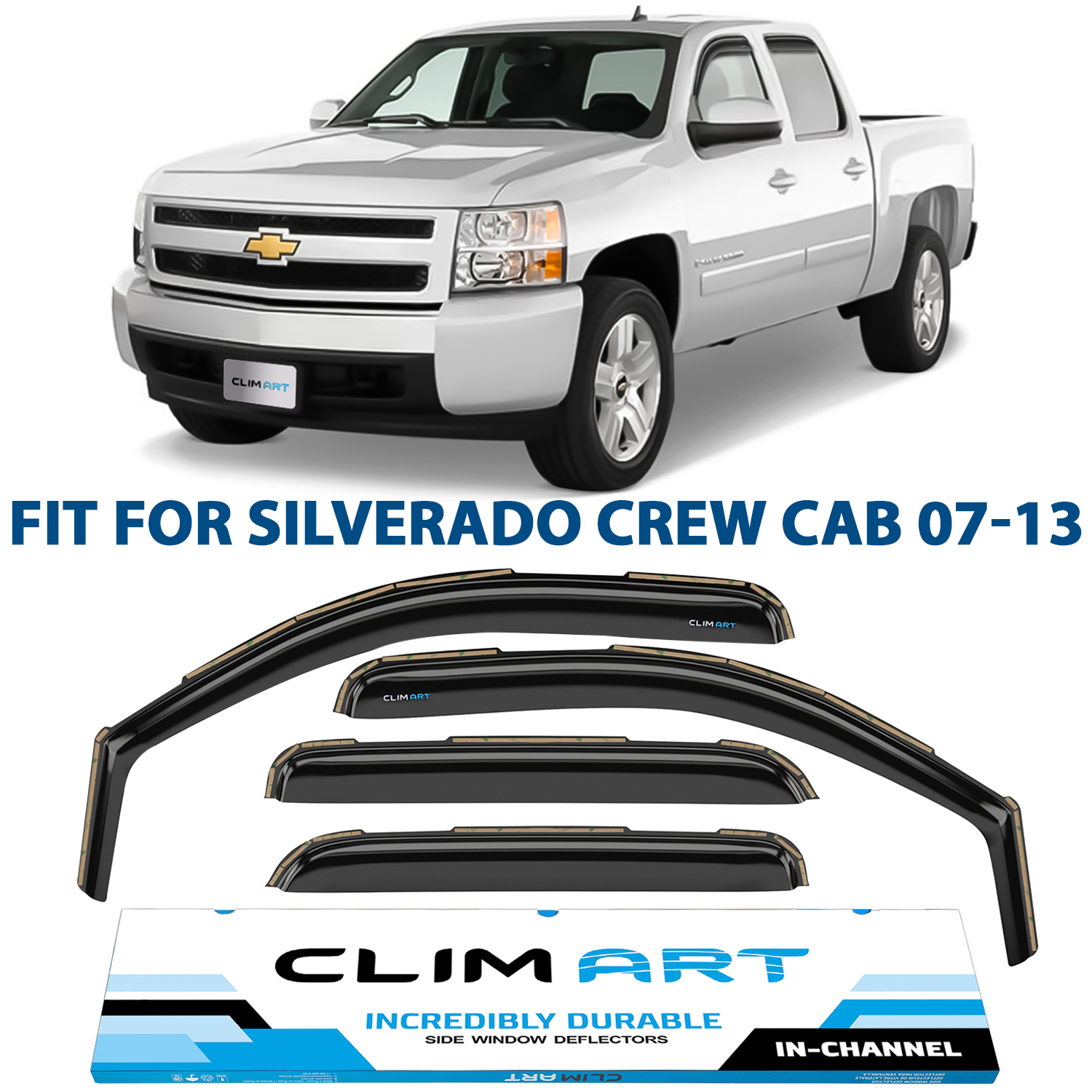 CLIM ART Side Window Deflectors for 2007-2013 Chevrolet Silverado/GMC Sierra Crew Cab