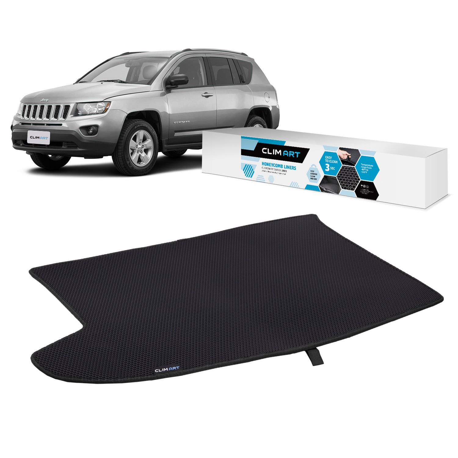 CLIM ART Honeycomb Custom Fit Cargo Liner for 2007-2017 Jeep Compass