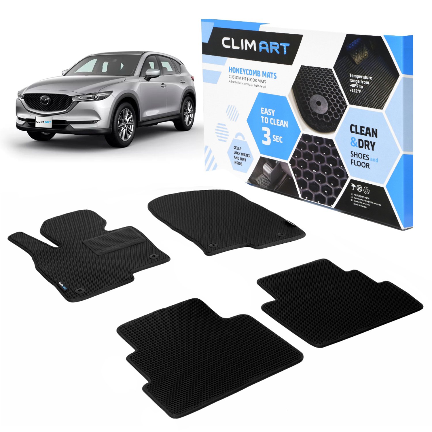 CLIM ART Honeycomb Custom Fit Floor Mats Fits Select Mazda CX-5