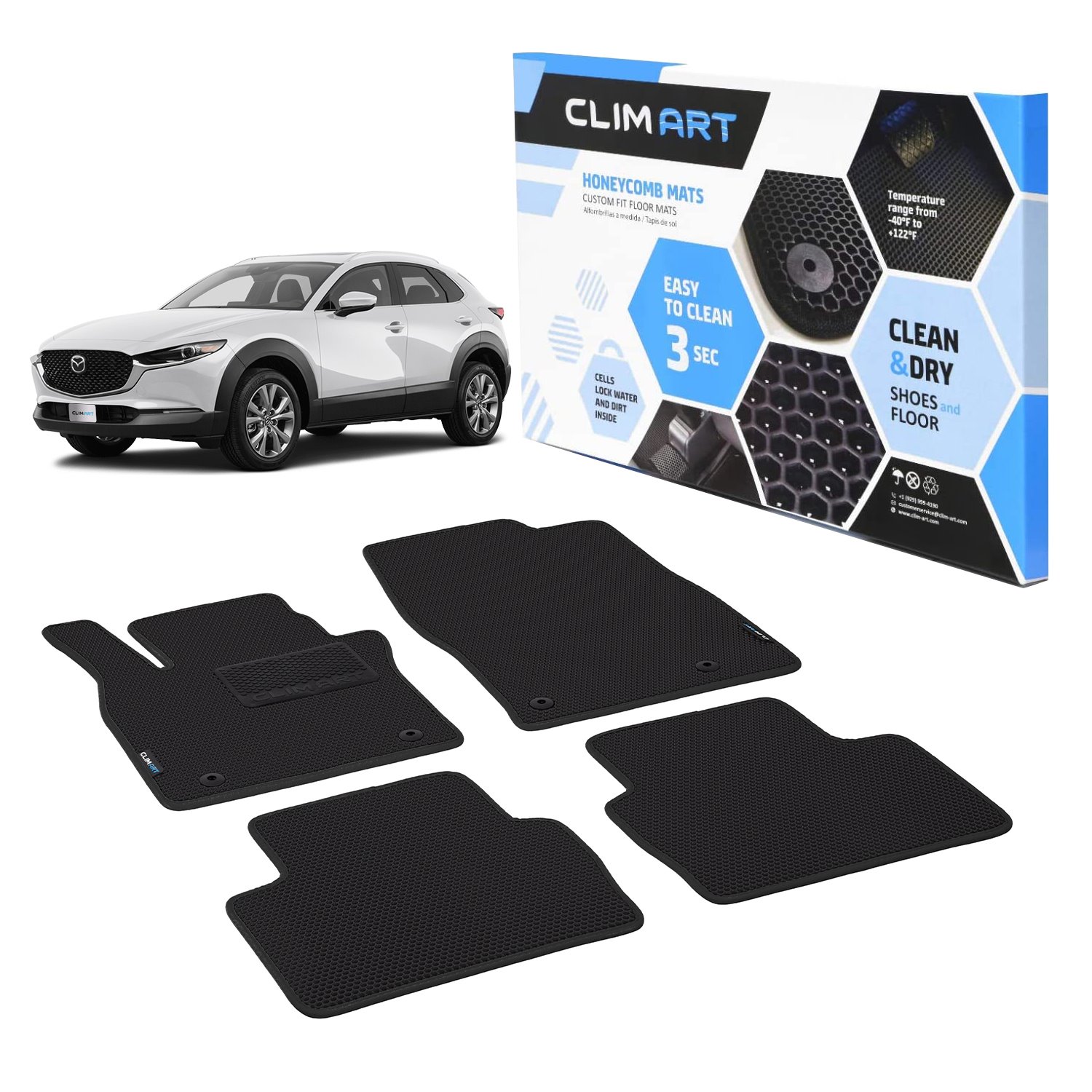 CLIM ART Honeycomb Custom Fit Floor Mats Fits Select Mazda CX-30