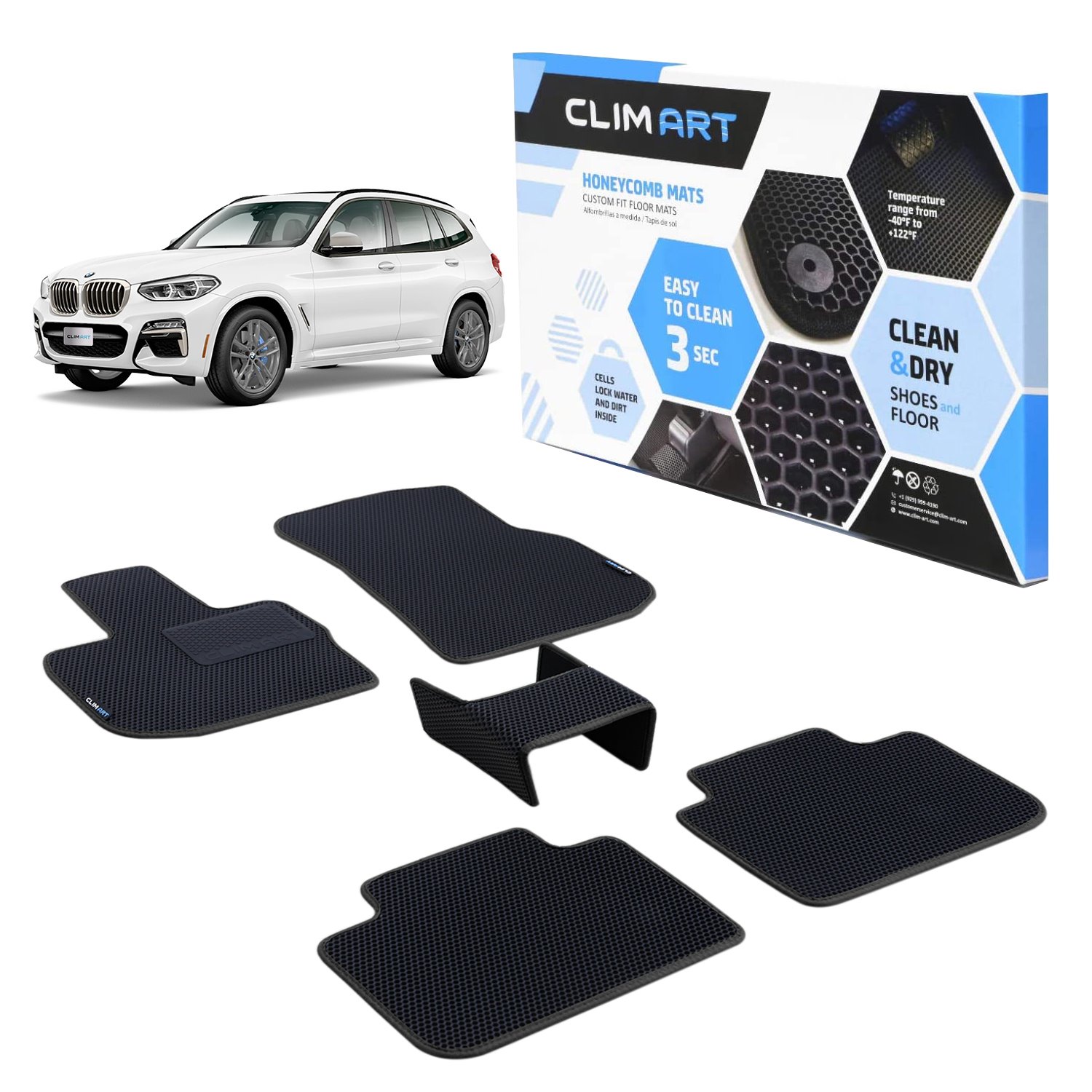 CLIM ART Honeycomb Custom Fit Floor Mats Fits Select BMW X3/BMW X4