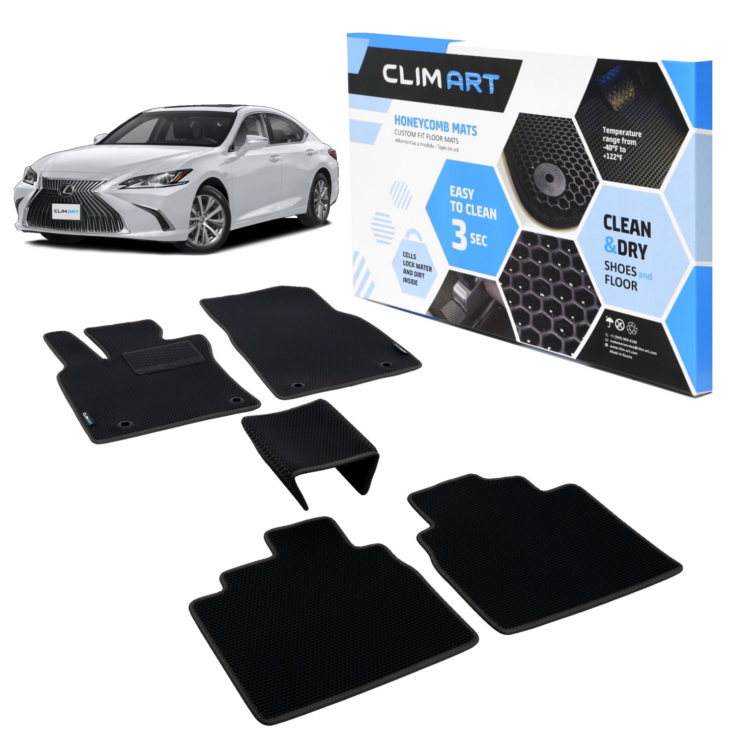 CLIM ART Honeycomb Custom Fit Floor Mats Fits Select Lexus ES