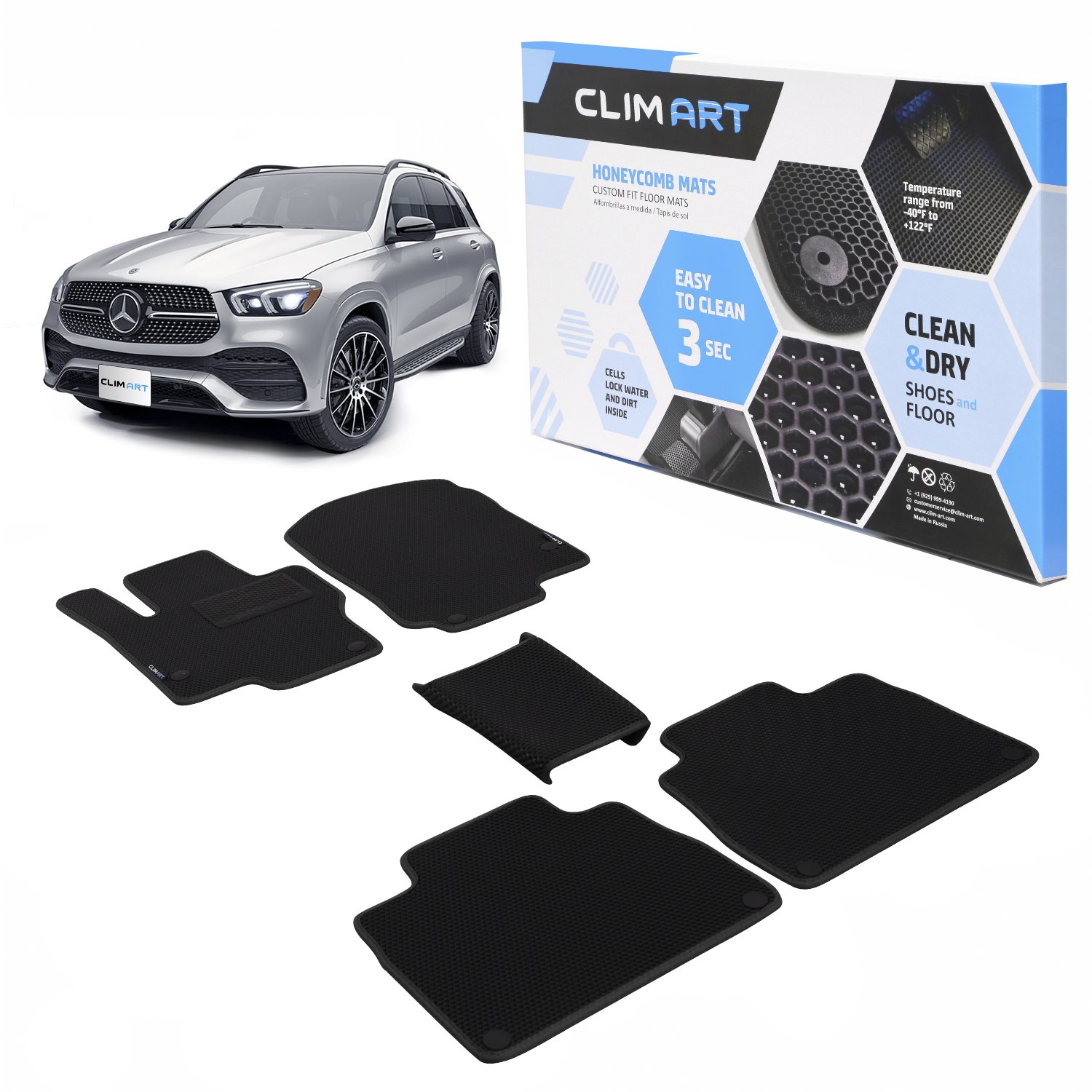 CLIM ART Honeycomb Custom Fit Floor Mats Fits Select Mercedes GLE-Class