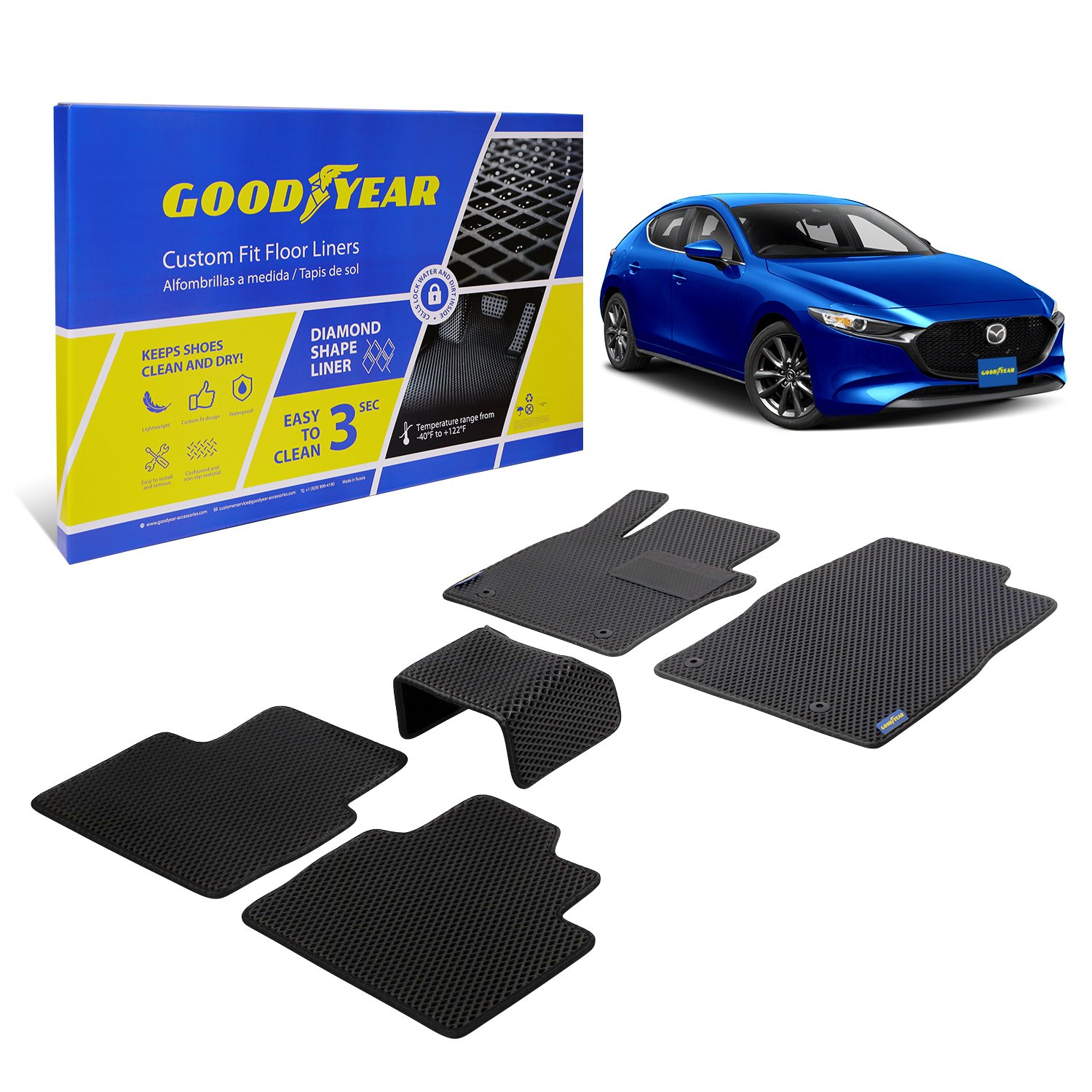 Goodyear Custom-Fit Floor Liners Fits Select Mazda 3