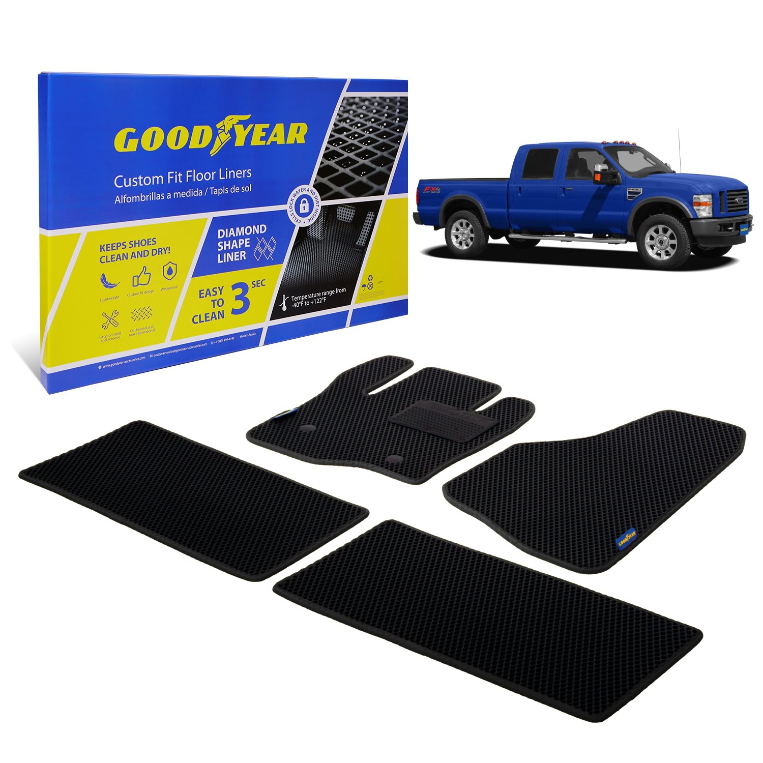 Goodyear Custom-Fit Floor Liners for 2012-2016 Ford F-250 SuperCrew