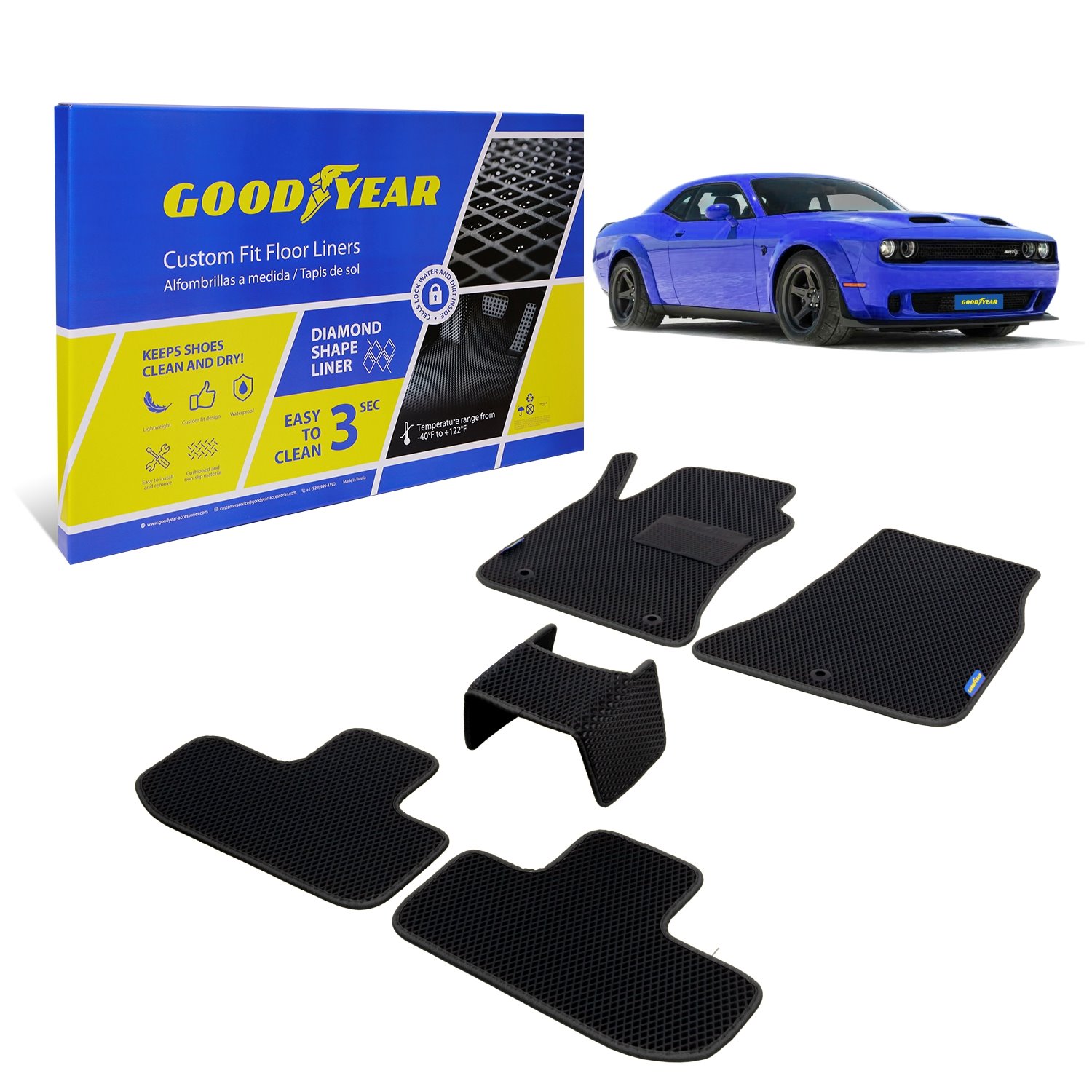 Goodyear Custom-Fit Floor Liners Fits Select Dodge Challenger