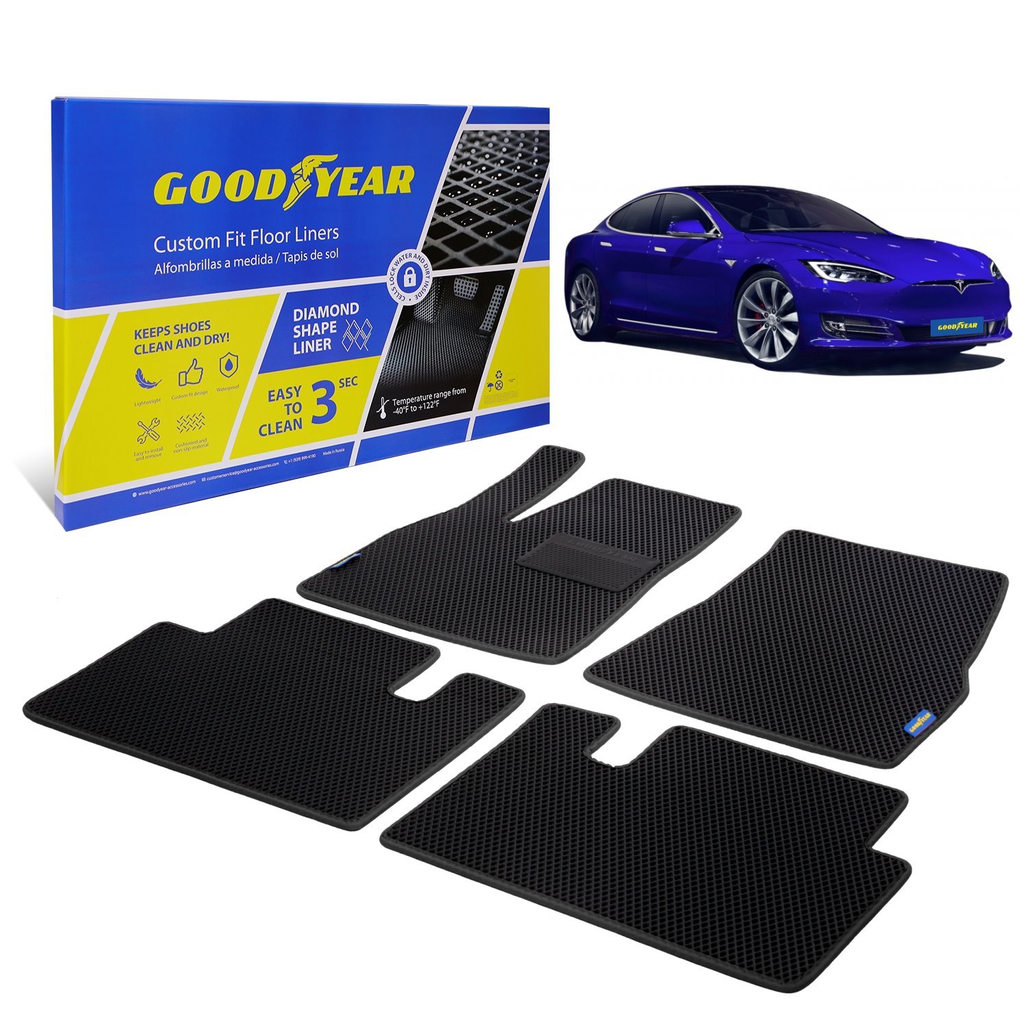 Goodyear Custom-Fit Floor Liners for 2014-2022 Tesla Model S