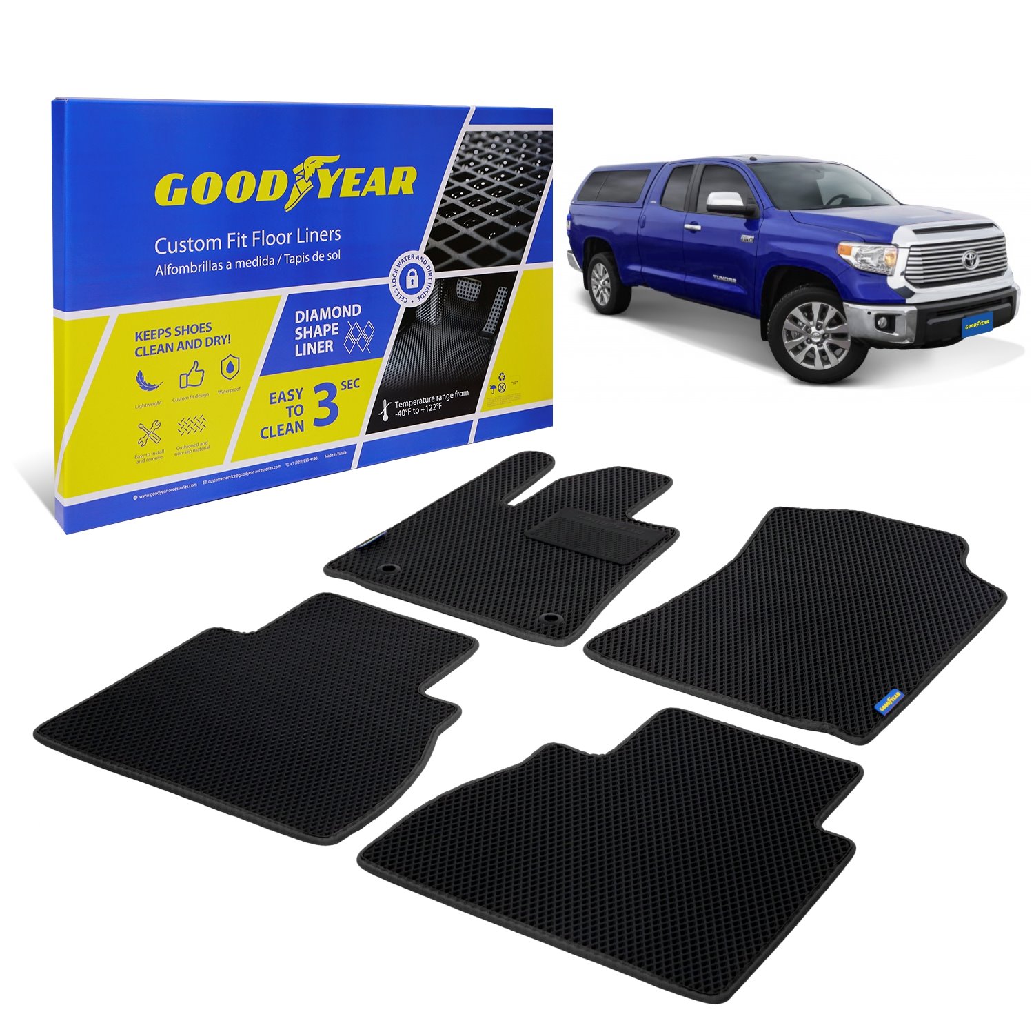 Goodyear Custom-Fit Floor Liners Fits Select Toyota Tundra Double Cab