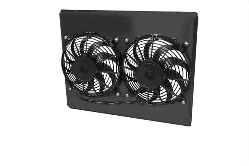 Dual Electric Fans and Black Aluminum Radiator Shroud Kit [1968-1977 GM A-Body w/Trans Cooler]