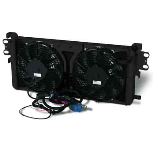 Double Pass Heat Exchanger With Dual Fans, Harness, and Relay Black Finish