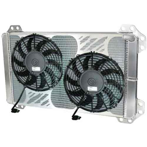 Double Pass Heat Exchanger With Dual Fans, Harness, and Relay Satin Finish
