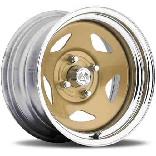 CHROME STAR FWD DRIFTER GOLD 15 x 8 5 x 45 Bolt Circle 4.5 Back Spacing 0 offset 266 Center Bore 1400 lbs Load Rating