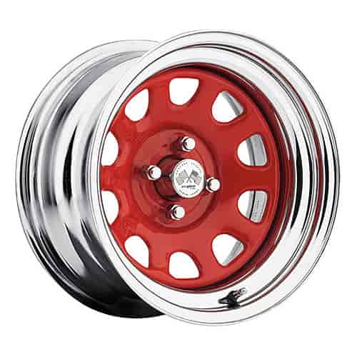 CHROME DAYTONA FWD DRIFTER RED 15 x 7 4 x 45 Bolt Circle 4 Back Spacing 0 offset 266 Center Bore 1400 lbs Load Rating