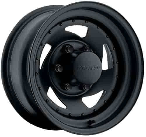 STEALTH BLACK BLADE 15 x 7 5 x 475 Bolt Circle 375 Back Spacing 6 offset 33 Center Bore 1600 lbs Load Rating