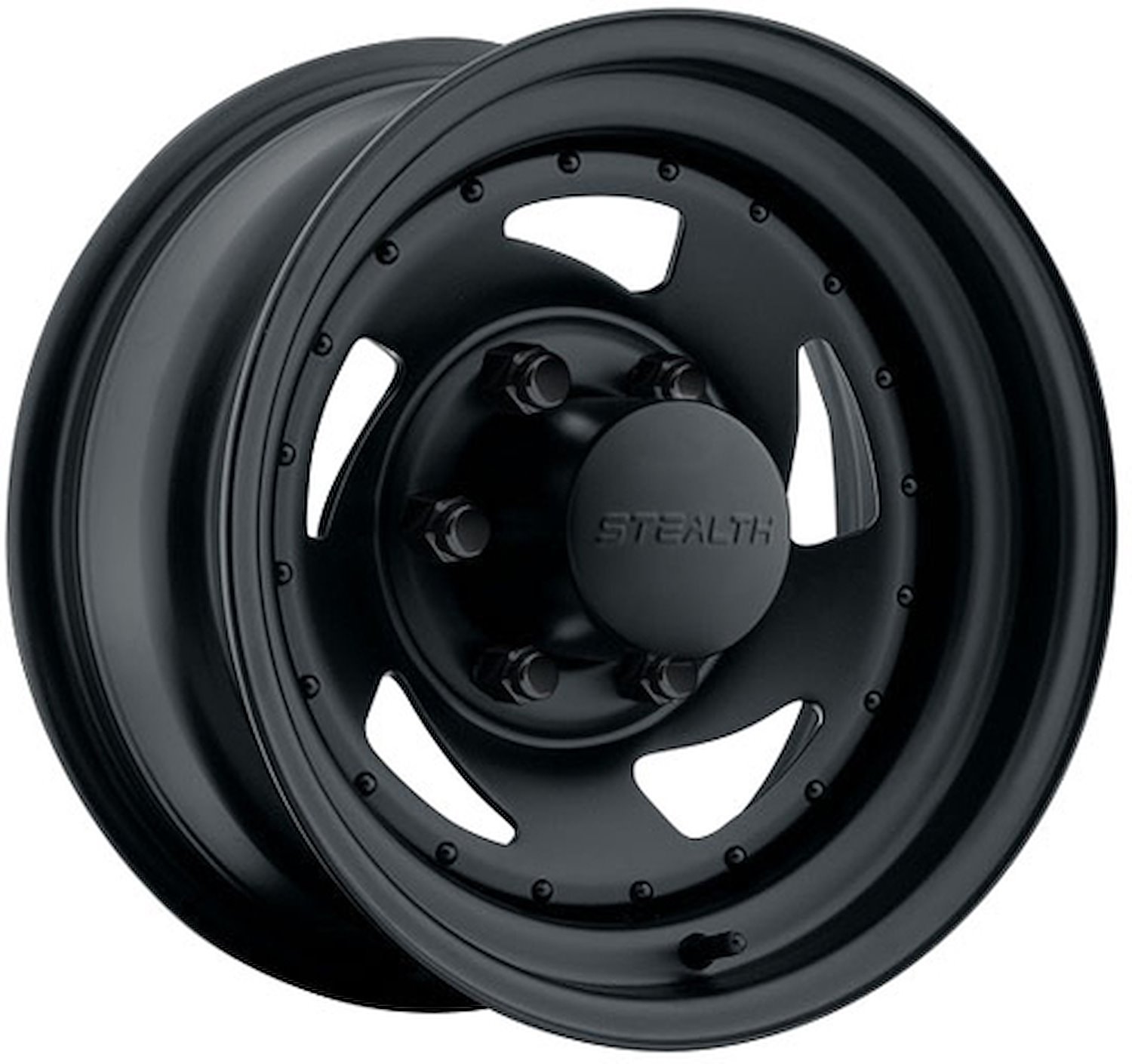 STEALTH BLACK BLADE 15 x 7 5 x 55 Bolt Circle 375 Back Spacing 6 offset 428 Center Bore 1600 lbs Load Rating