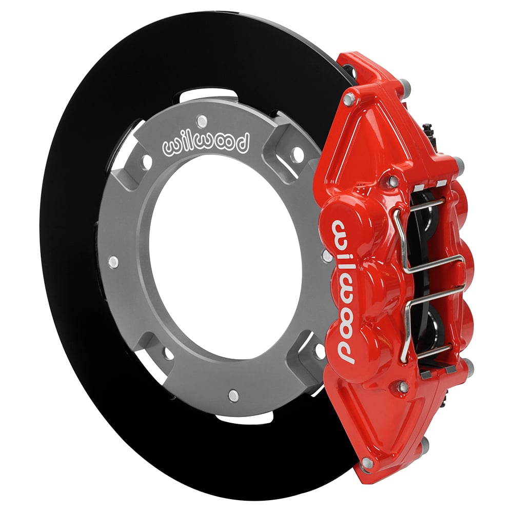 16629-R UTV4 Rear Brake Kit fits Select Can-Am Maverick X3 [Red 4-Piston Calipers w/ Black Solid Rotors]