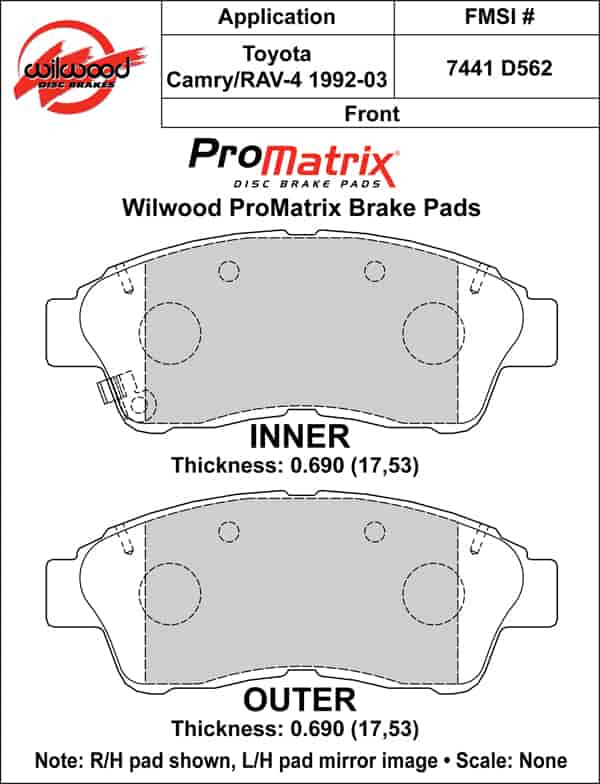 ProMatrix Front Brake Pads Calipers: 1992-2003 Toyota