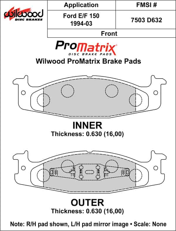 ProMatrix Front Brake Pads Calipers: 1994-2003 Ford
