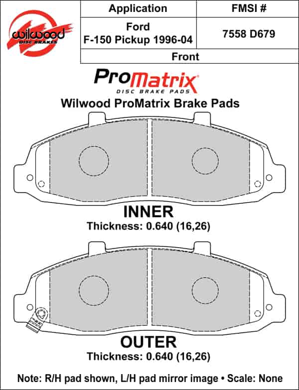 ProMatrix Front Brake Pads Calipers: 1996-2004 Ford