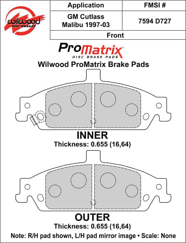 ProMatrix Front Brake Pads Calipers: 1997-2003 GM