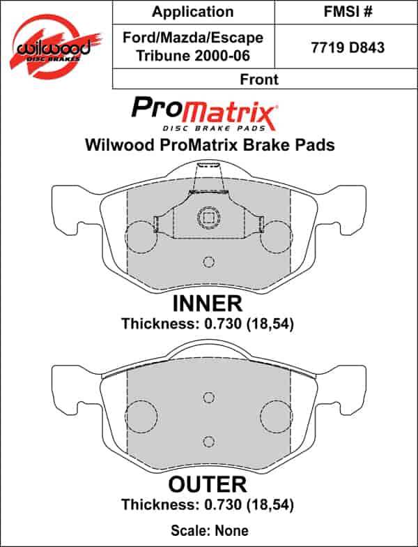 ProMatrix Front Brake Pads Calipers: 2000-2006 Ford/Mazda