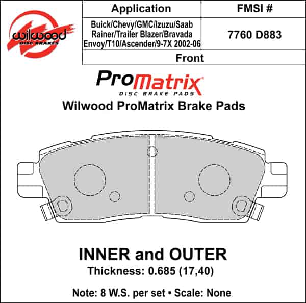 ProMatrix Front Brake Pads Calipers: 2002-2006 GM