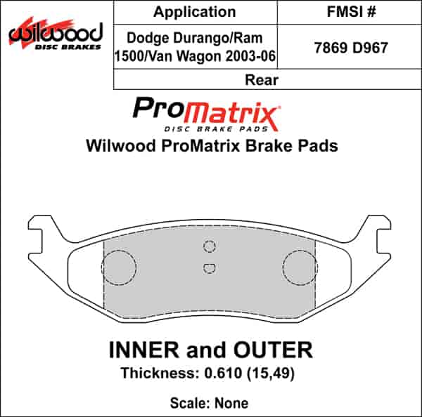 ProMatrix Rear Brake Pads Calipers: 2003-2006 Dodge
