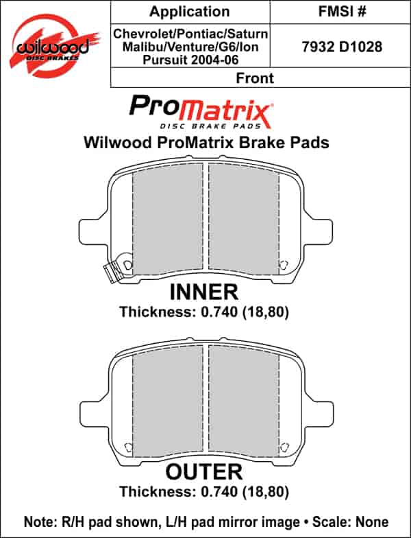 ProMatrix Front Brake Pads Calipers: 2004-2006 GM
