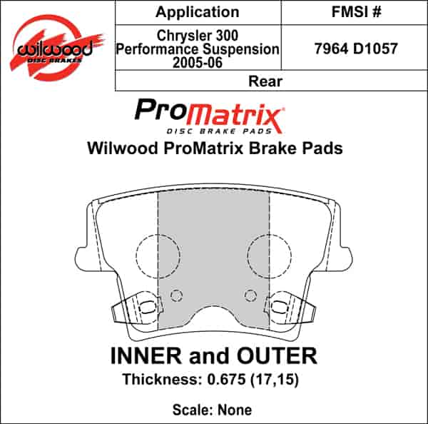 ProMatrix Rear Brake Pads Calipers: 2005-2006 Chrysler 300