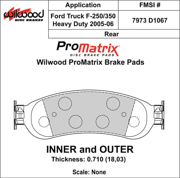 ProMatrix Rear Brake Pads Calipers: 2005-2006 Ford