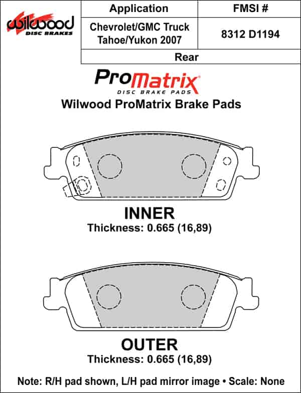 ProMatrix Rear Brake Pads Calipers: 2007 Chevy/GMC