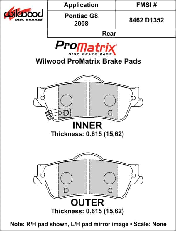 ProMatrix Rear Brake Pads Calipers: 2008 Pontiac